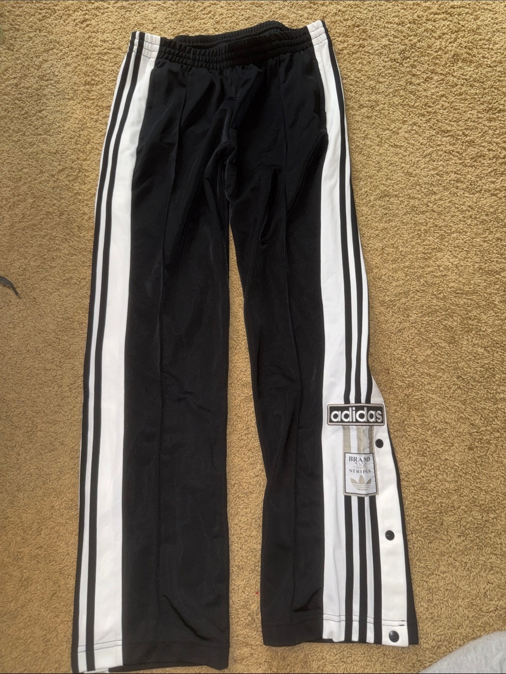 adidas Black and White Snap-Track Sweatpants
